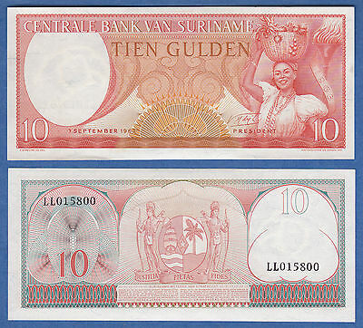 Suriname 10 Gulden 1963 P 121 Unc Low Shipping! Combine Free!
