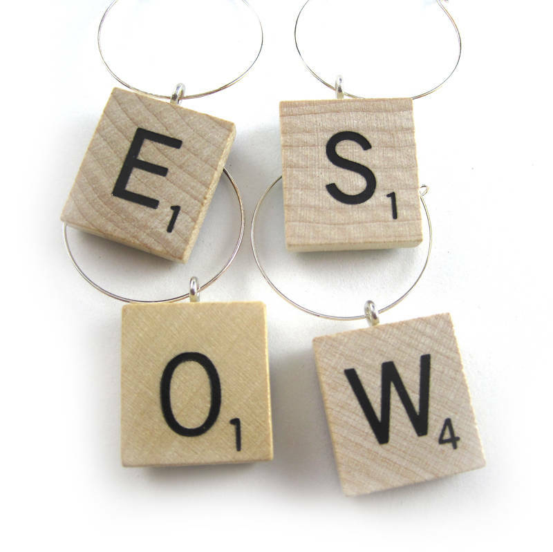 Letters Of Choice Scrabble Tile Wine Glass Charms
