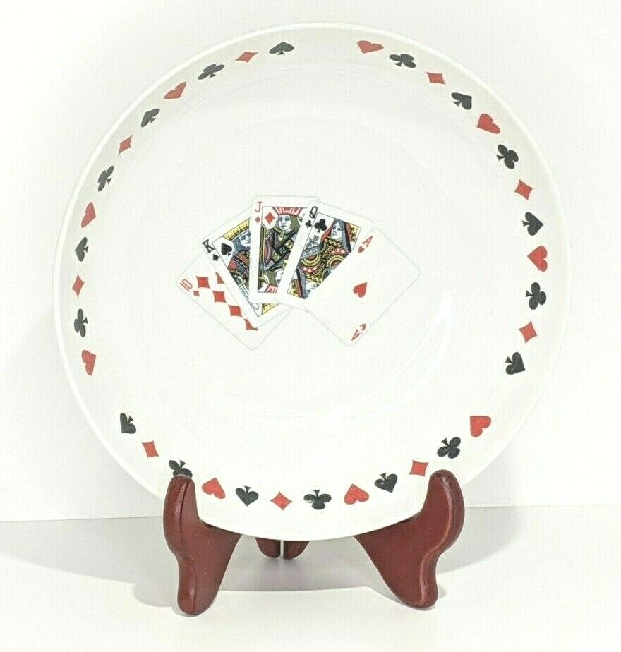 Card Game Playing Card Suits Serving Bowl Ceramic 9 X 2.5"