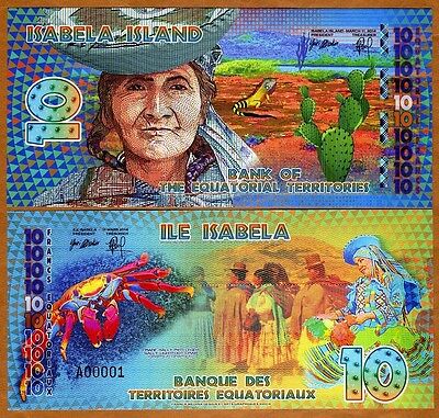 Equatorial Territories, Isabela Island, Ecuador, 10 E Francs Polymer 2014, Unc