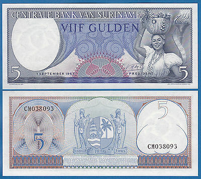 Suriname 5 Gulden 1963 P 120 Unc Low Shipping! Combine Free!