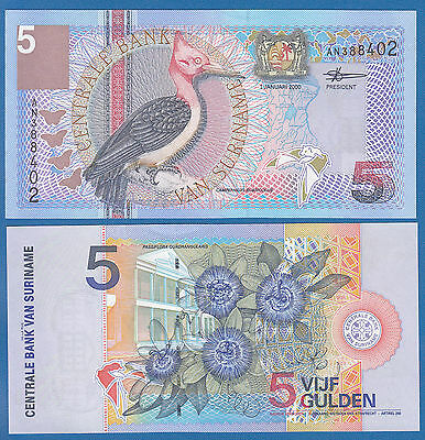 Suriname 5 Gulden P 146 Unc 1.1. 2000 Low Shipping! Combine Free!